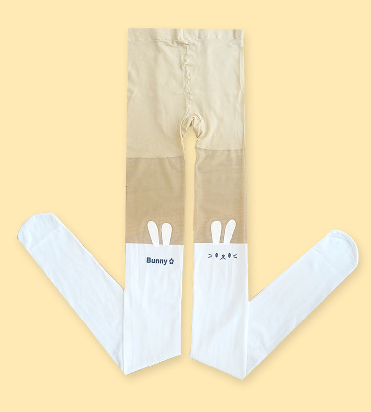 Weiß/schwarze Strumpfhose mit Hasenohren