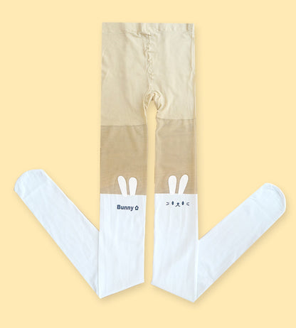 Weiß/schwarze Strumpfhose mit Hasenohren