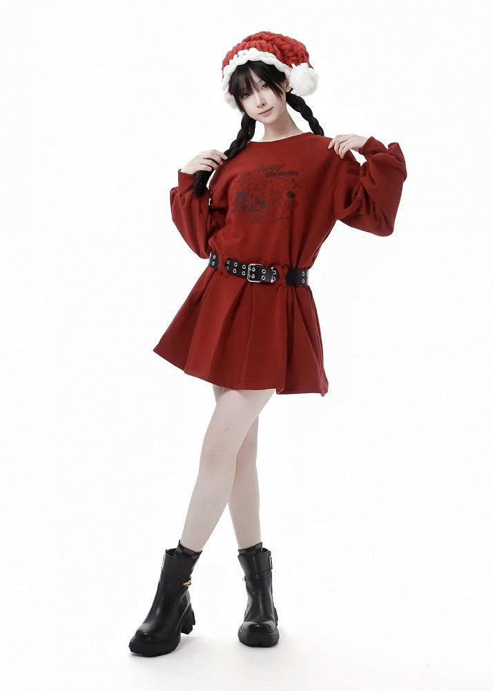 Christmas Puppy Red Dress with Red Shorts