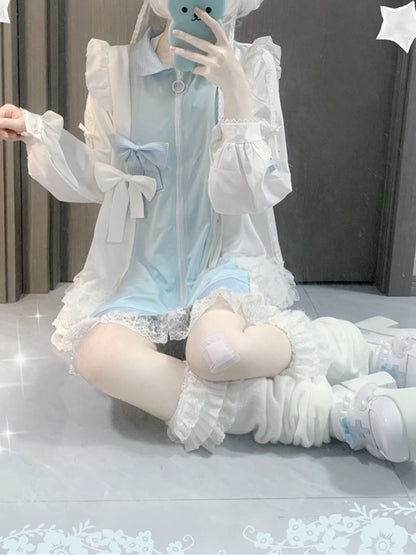 Jirai Kei Tenshi Dress Blue Tiered Ruffles Sun Protection Chiffon Kaiwai