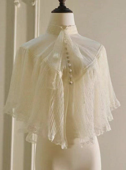 Lolita Détails Châle Élégant Rayé Blanc