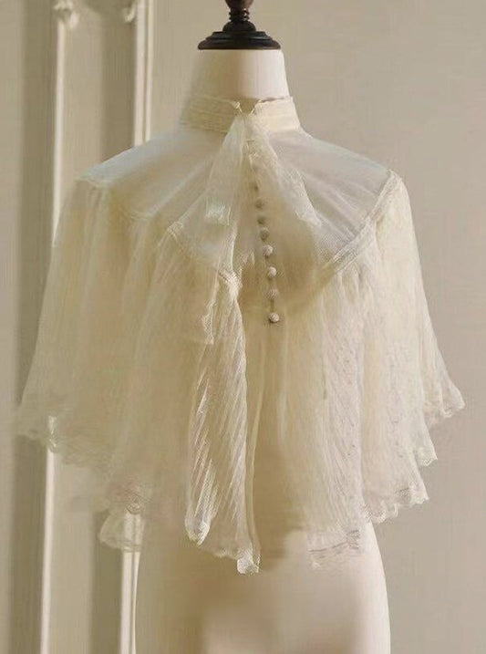 Lolita Details Striped Elegant Shawl White