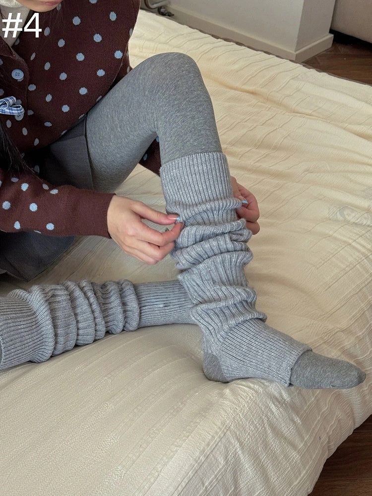 Footless Ribbed Knit Leg Warmers Slouchy
