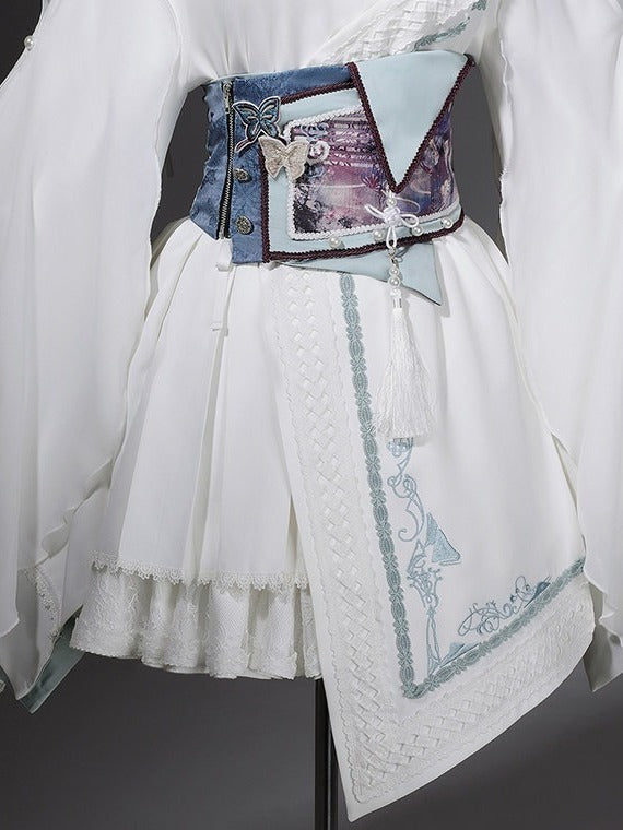 Dragon Valley Bell Sleeve Lolita OP Dress with Collar Accessory & Corset - Unknown Star