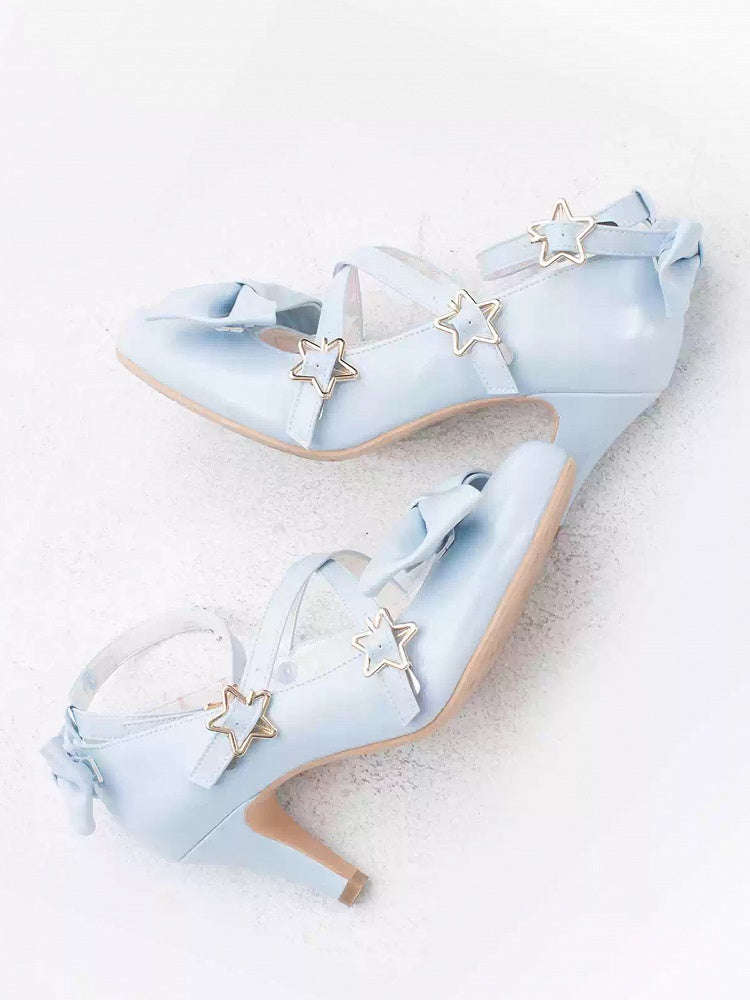 Blaue Schleife Stern Riemen Heels High Buckle Top bei