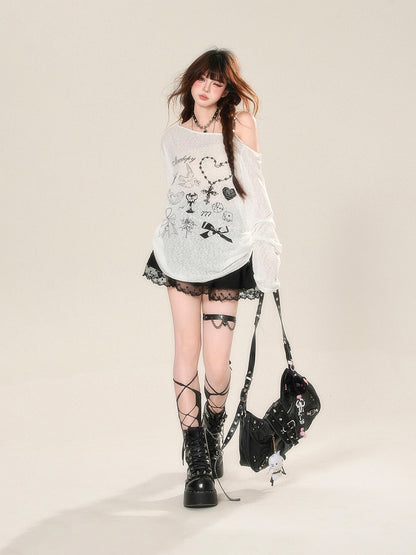 Sun Semi-Transparent Top Protection Weiß Asymmetrischer Ausschnitt