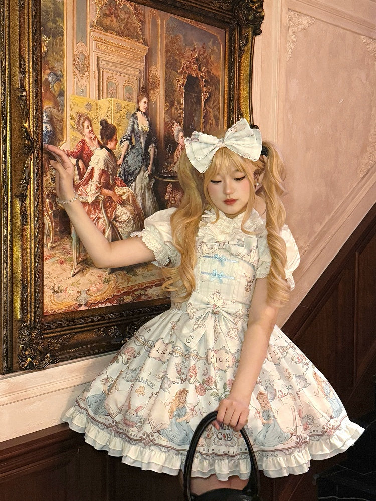 Sweet Wonderland Alice Light Theme Lolita in Jumper Skirt Blue Print