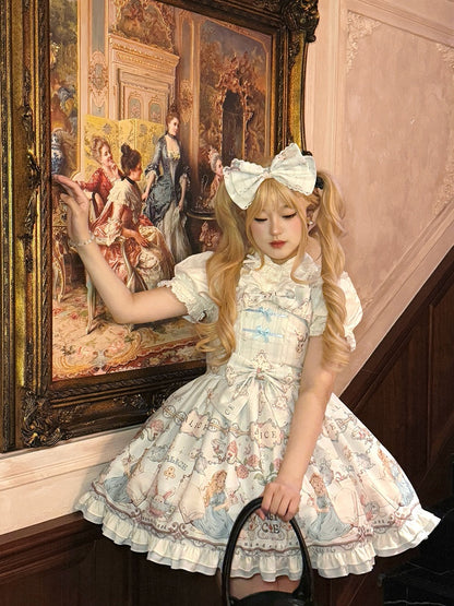 Sweet Wonderland Alice Light Theme Lolita in Jumper Skirt Blue Print