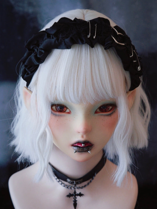 KC Black With Trim Details Pins Lace Ruffle