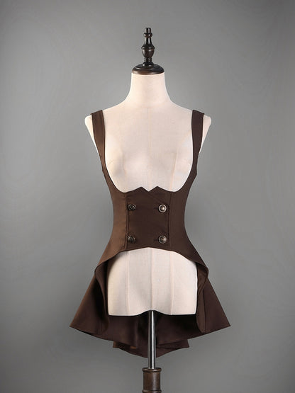 Brown Steampunk Lolita Under Bust Gothic Waistcoat