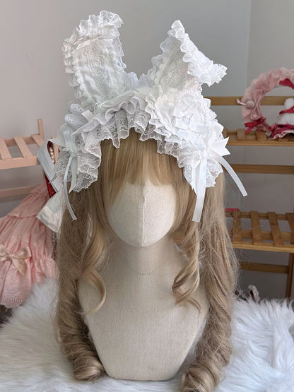 Bow Ear Details Lace Color Hairband Trim Options 4 Bunny