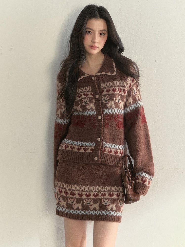 Kawaii Sweater Style Knit Pattern with Retro Dog