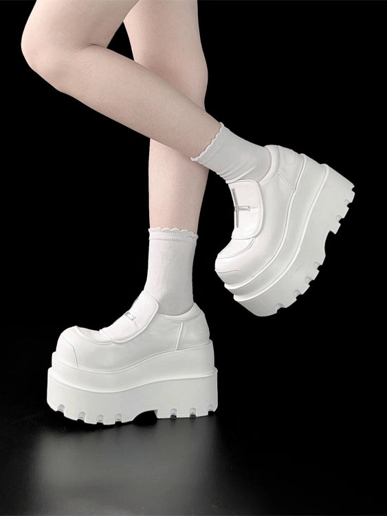 White Platform Fit Motif Design Shoes Slip-in Cross Punk with