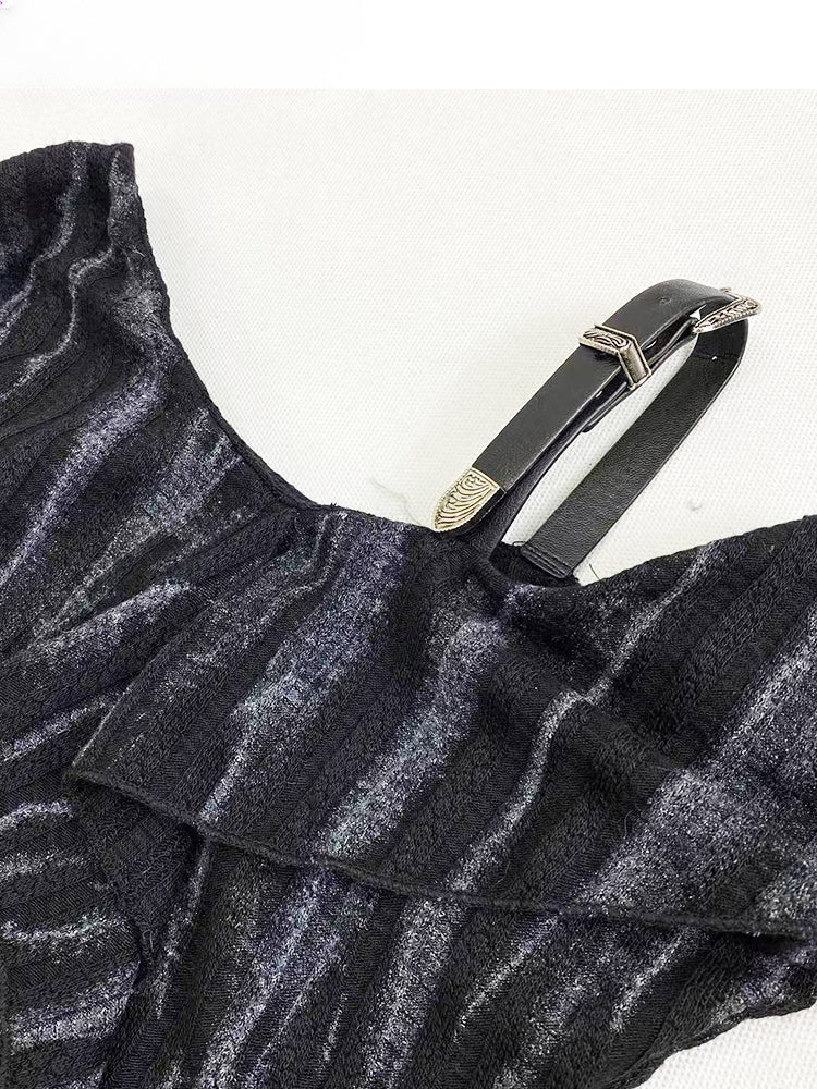 Black Asymmetrical Neckline Top