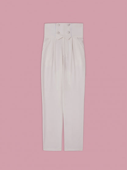 White Corset Belt High-Waist Ouji Lolita Pants - DevilInspired Exclusive Collection