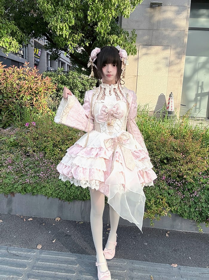 Pink Tassel Bolero Robes Jacquard