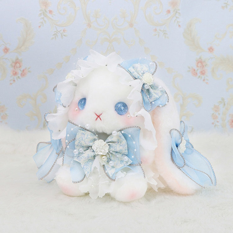 Bunny Flower Convertible Bowknot with White Blue Accents Bag Strap Plush