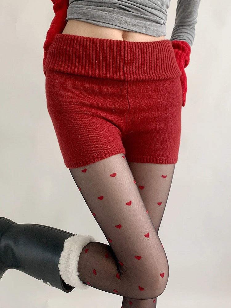 Colors) (3 Shorts Knit Waist Fold-Over