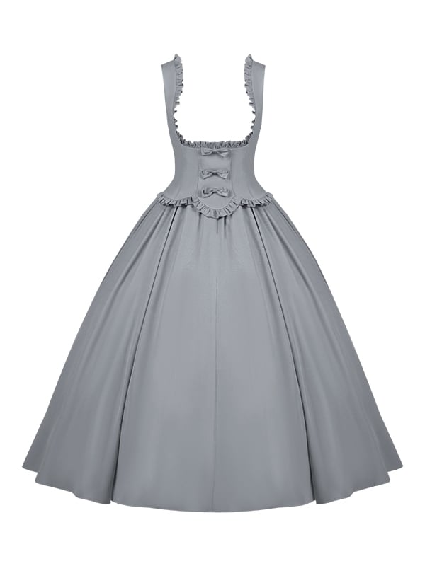 Ruffle Bust Elegant Jumper Lolita Edge Gray Scalloped Classic Under Trimming Skirt Dress