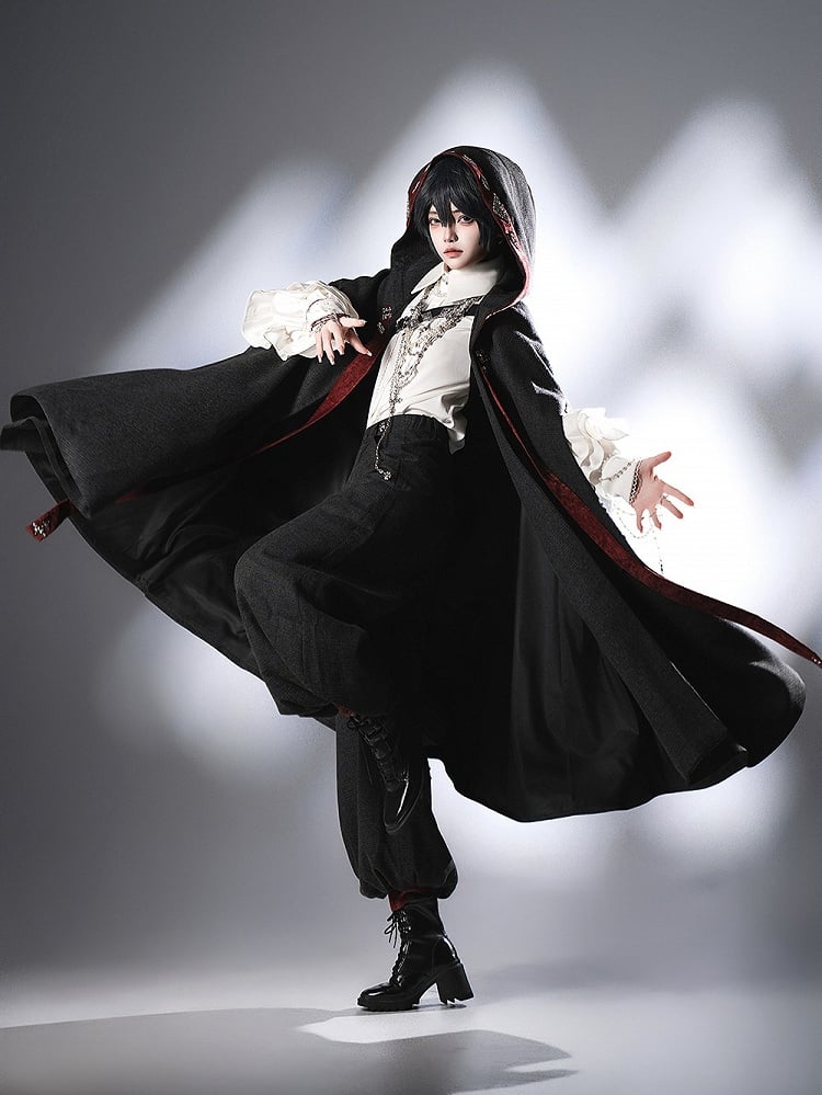 Schwarze Ouji Lolita Knickerbocker mit roten Bündchen