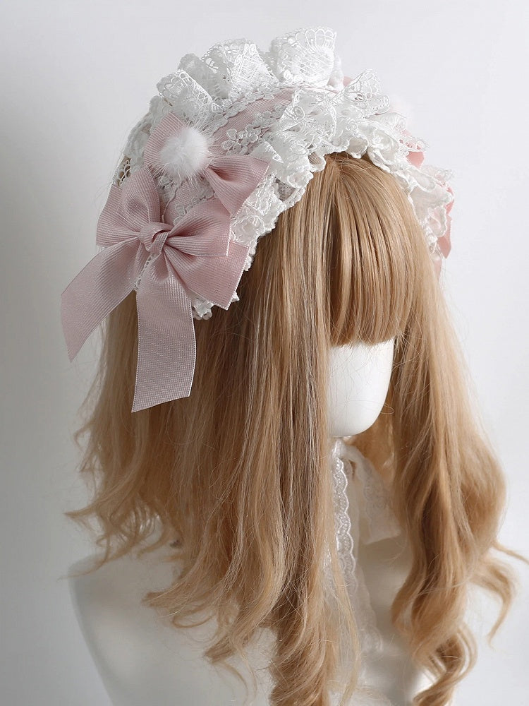 Ribbon White Lace Blush Hairband
