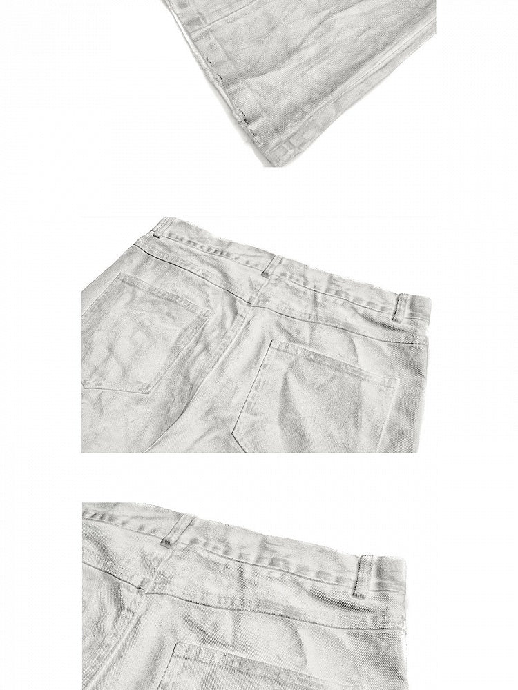 Vintage Batik Distressed Slim Fit Flared Jeans with Strap Accents - Nova nexus