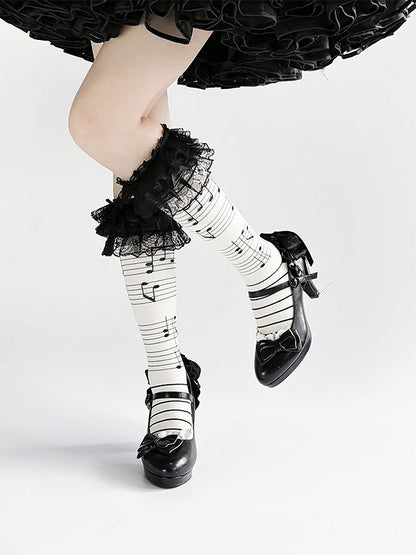 Mary Bow Lolita Top Heel at Shoes High Elegant PU Jane Black -