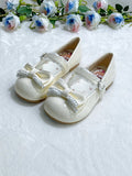 Lolita Ruffled Beige Low Toe with Detailing Sweet - Heels Round Design
