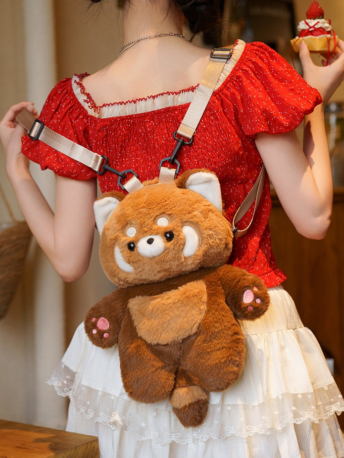 Brown Red Backpack Panda Straps Plush Shoulder 35cm/50cm Detachable