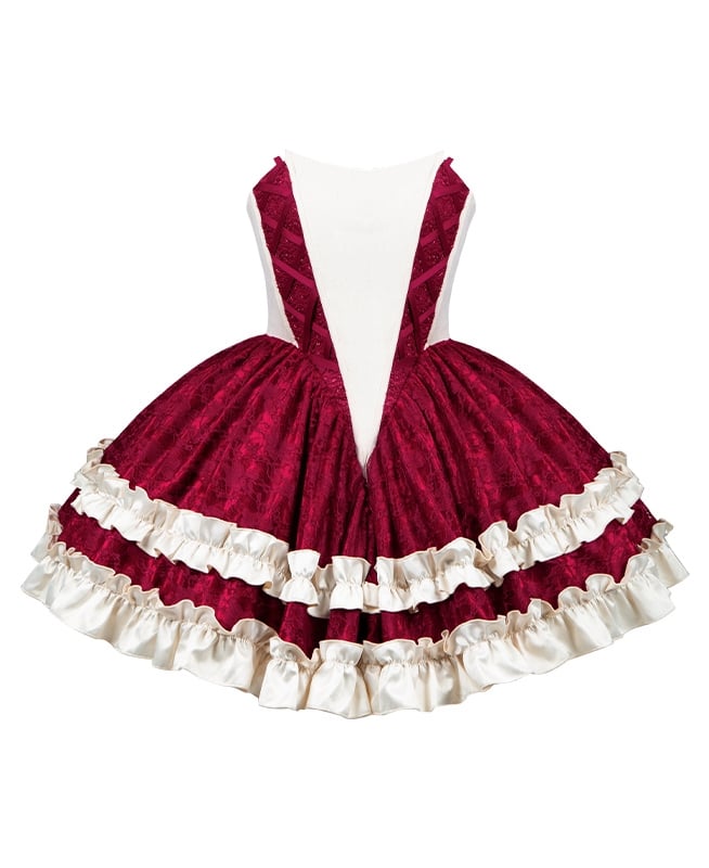 Robe Lolita bustier rouge et blanc cassé à taille basque