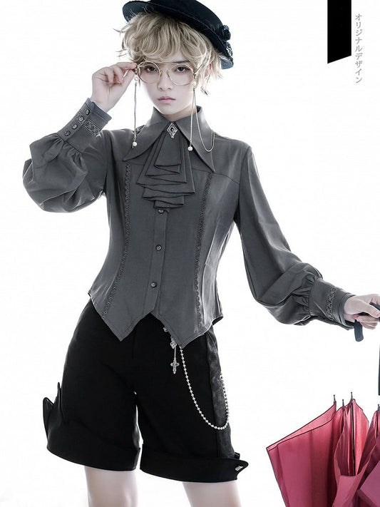 ラム肉ロリータジャボシャツグレー袖王子