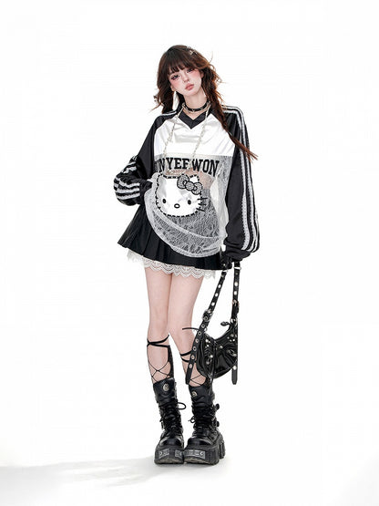 ウエスト ブラック ハイボックス ダブルバックル レーストリム プリーツスカート