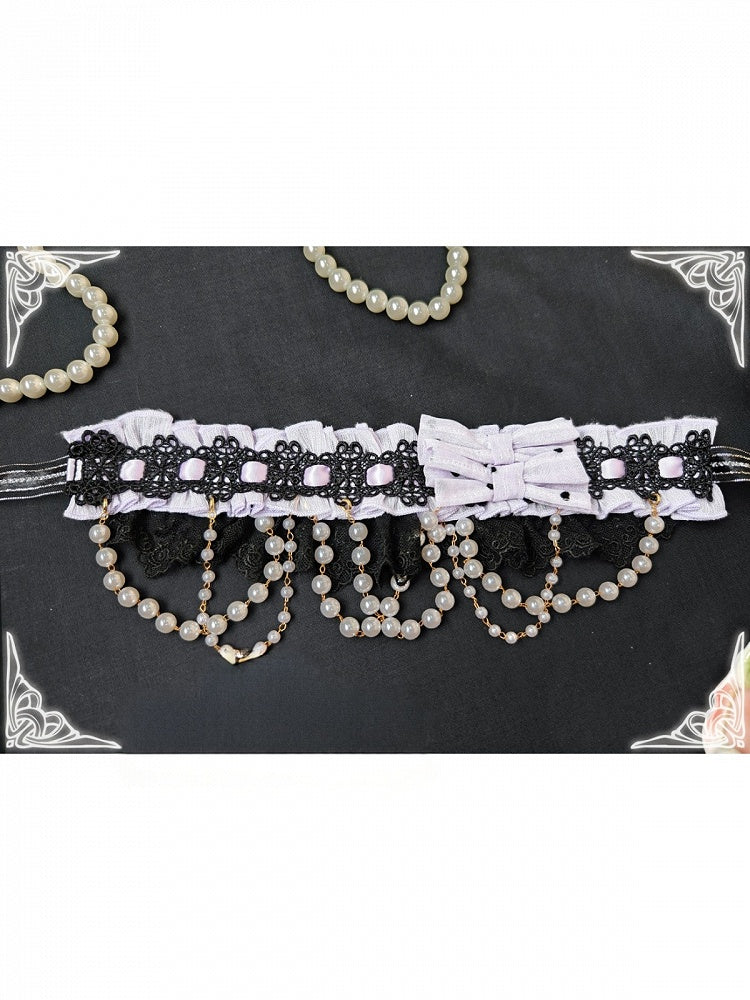 Purple with Details White Lolita Bead Pink Blue / Choker