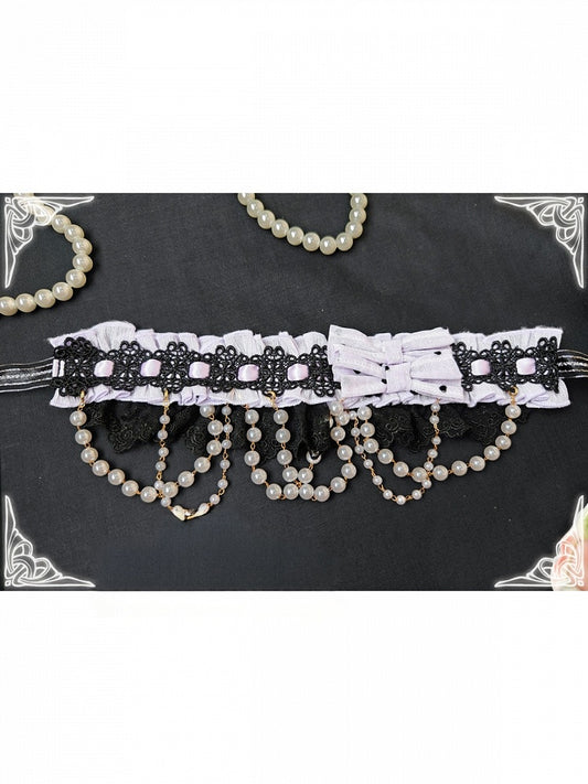 Purple with Details White Lolita Bead Pink Blue / Choker