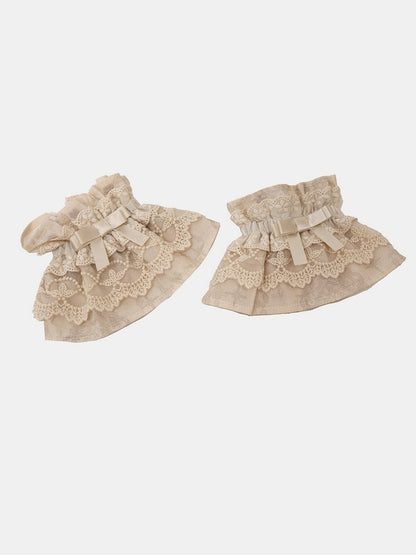 Beige Lace Trim Sweet Lolita Wrist Cuffs - NnSTAR