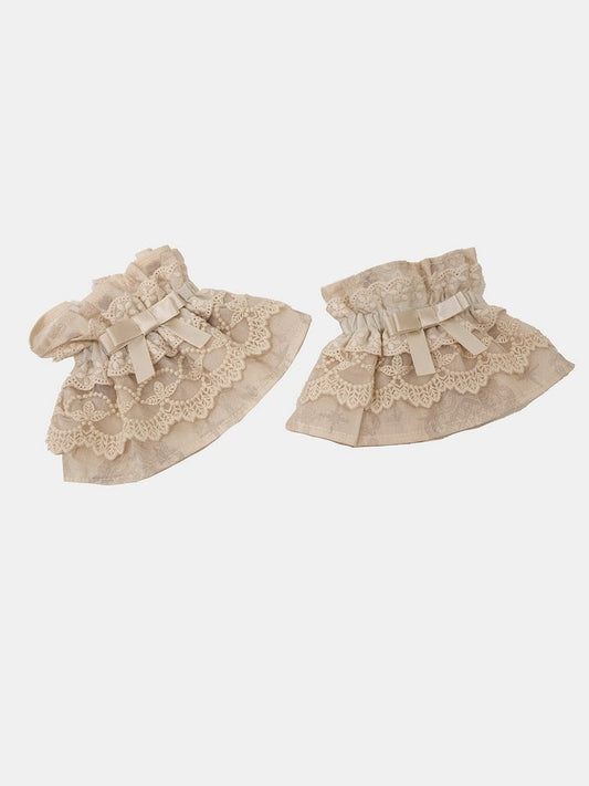 Beige Lace Trim Sweet Lolita Wrist Cuffs - NnSTAR