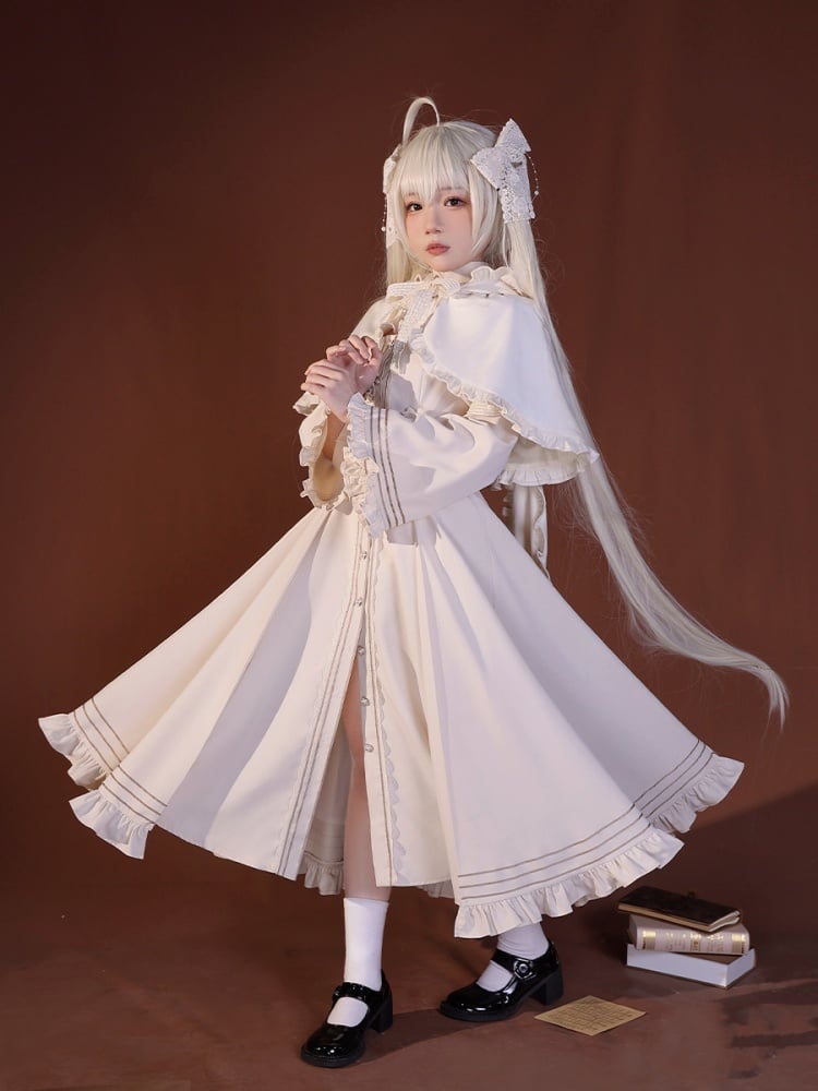 Yosuga no Sora Kasugano Sora Langarmkleid und Umhang mit Hasenohren, Cosplay-Kostüm im Lolita-Stil