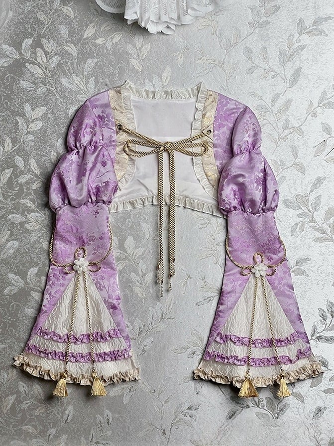 ジャカードパープルボレロローブタッセル