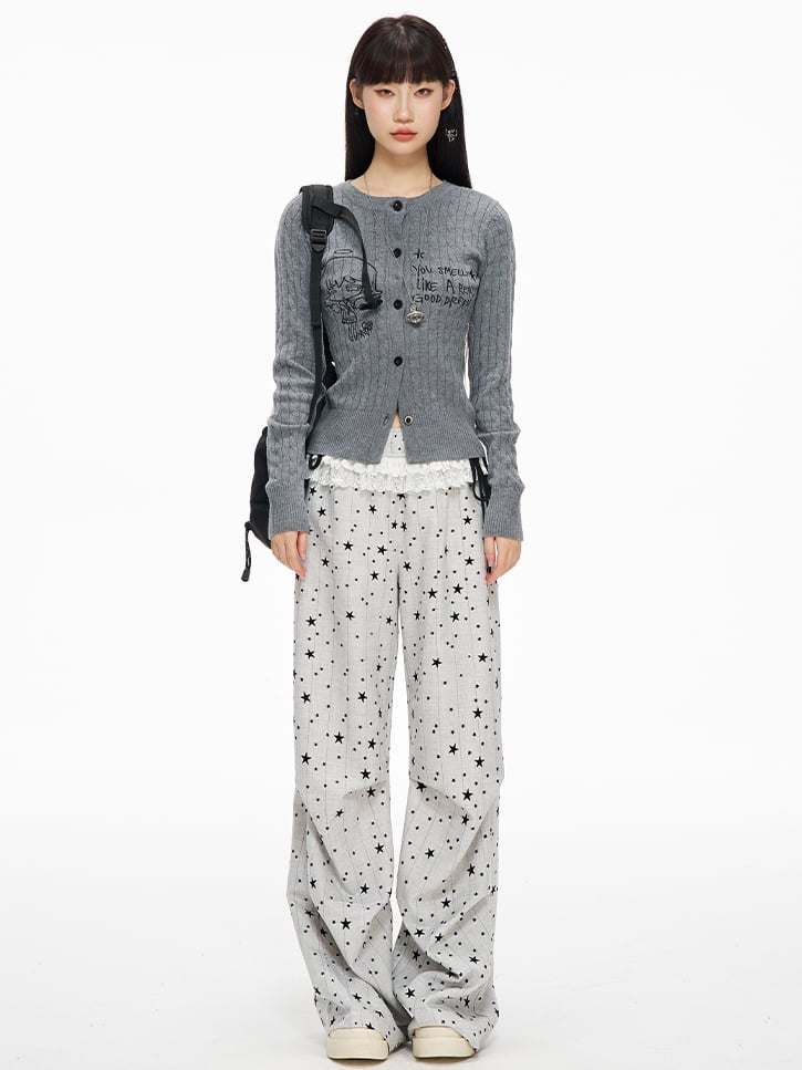 Grauer Manga Girl Slim-Fit Cardigan