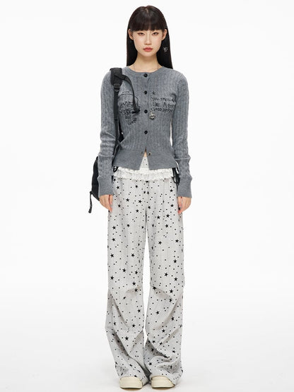 Grauer Manga Girl Slim-Fit Cardigan