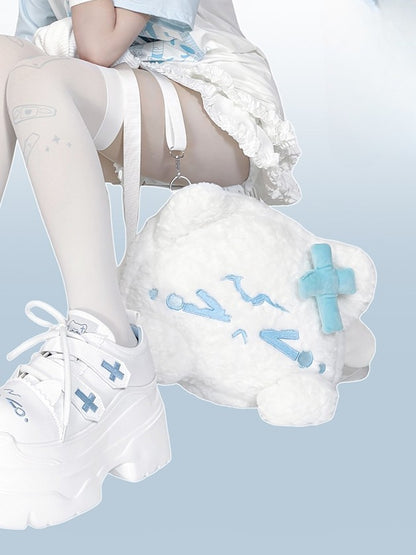 Backpack Crying White Kitty Plush