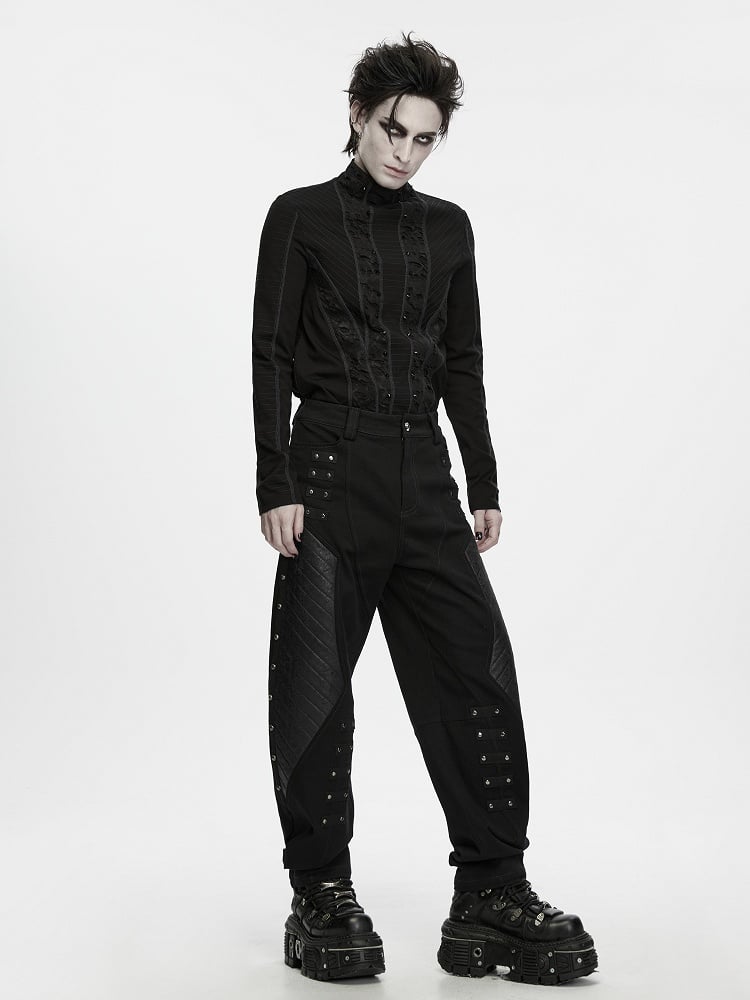 Men's Black Hardcore Punk Streetwear Trousers - Punk Rave