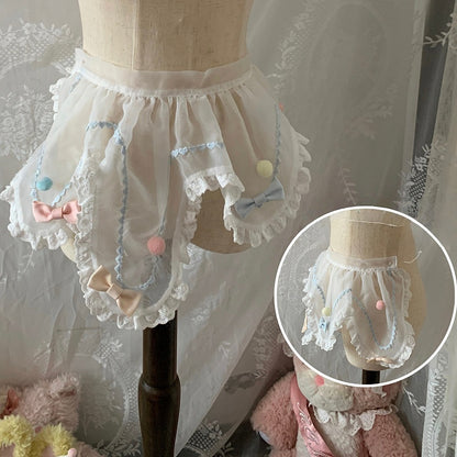 White Tulle Bow-Decorated Apron Lolita