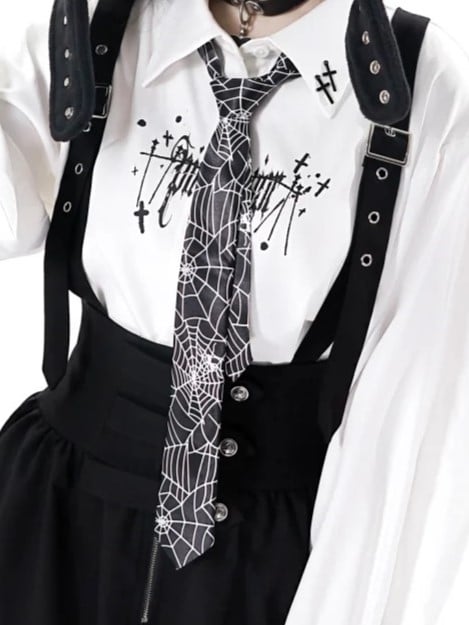 Pattern Black Necktie Gothic Spiderweb
