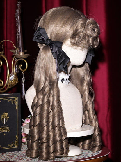 ウィッグ ブラウン/ブラウン/ブラック クリップ ショートクロー ダブルローマン+ポニーテール ライトカーリーバング 50CM