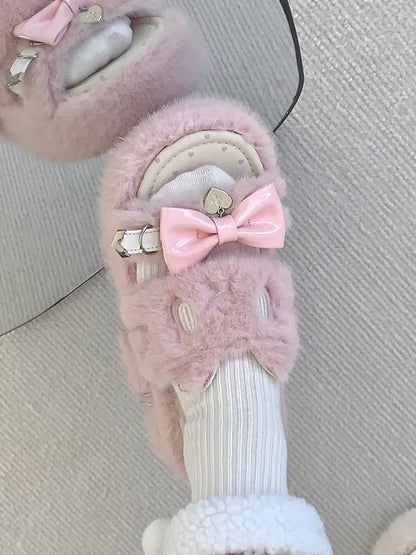 Kei Plush Slippers Rebellious Jirai Embroidery Pink Kitten -