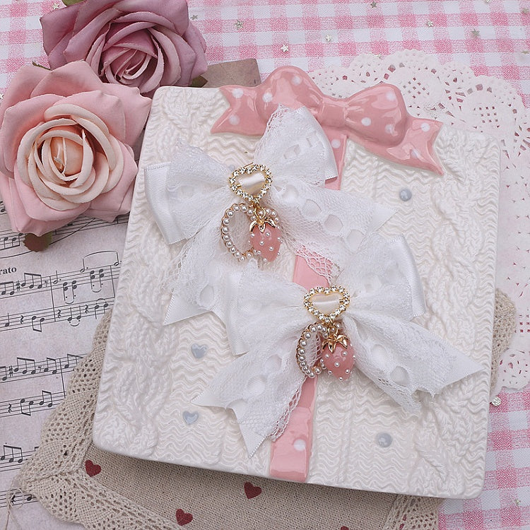 Strawberry Charm Hairclip Options Heart Bowknot Kei Color 5 Jirai