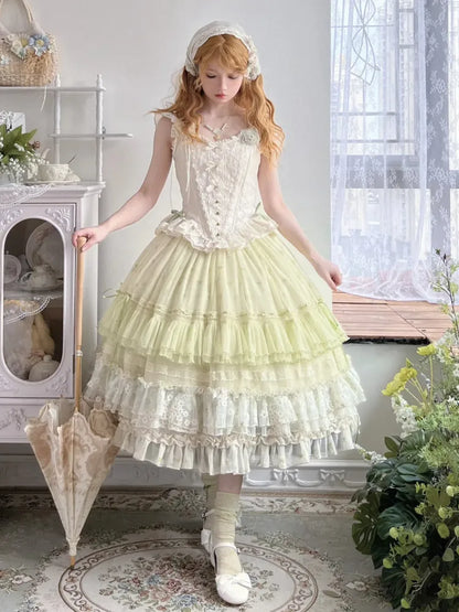 アイボリービーズディテールファブリックハートコルセットジャカードボーントップ