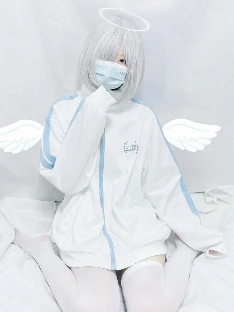 Und Kaiwai Stickerei Tenshi Jacke Star WhiteBlue Bunny