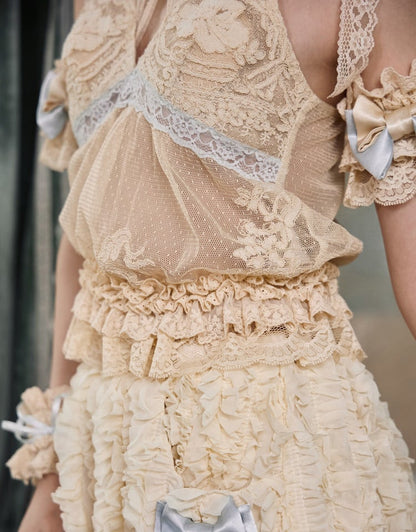 Apricot Tulle Halter Camisole with Lace & Dots - Blood Supply